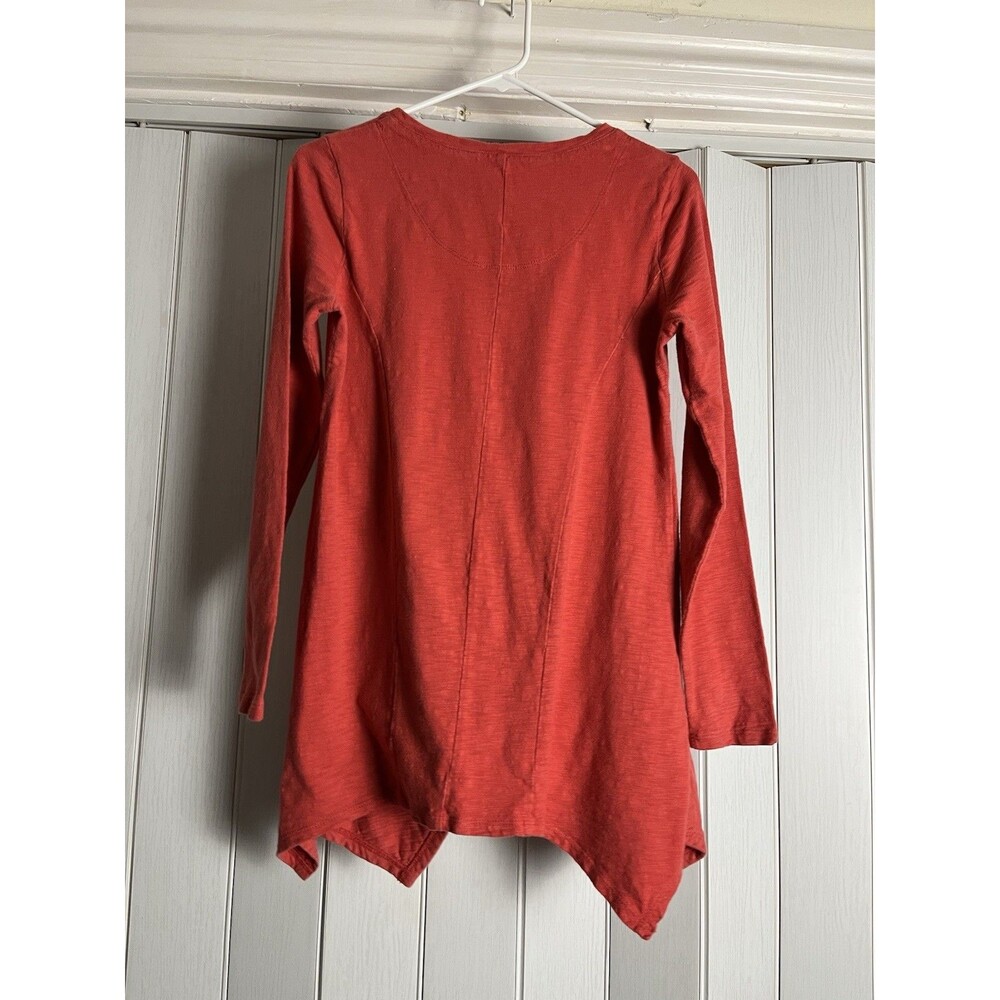 Logo Lori Rust Orange S Asymmetrical Hem Tunic Top - Long Sleeve with Pockets" - Picture 12 of 13